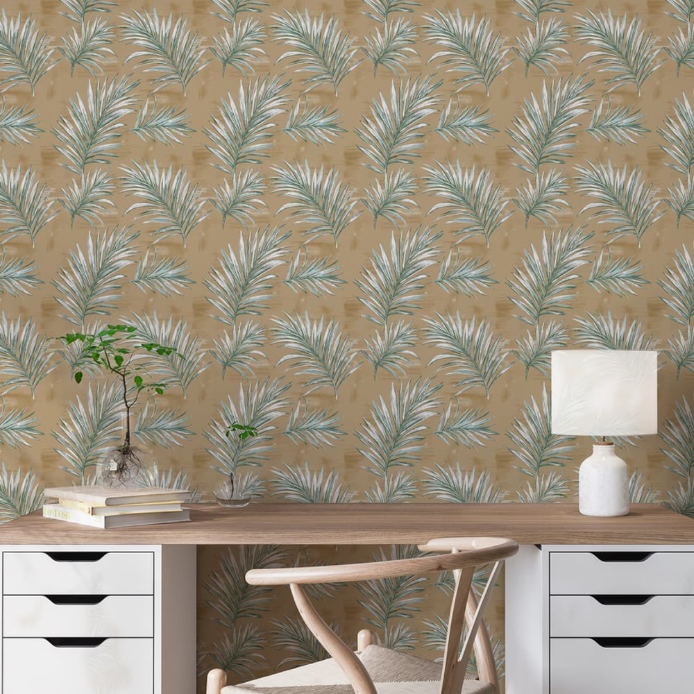 Emilio Beige - Papiers peints - Beige - Bureau - Feuille - Palette - Intissé