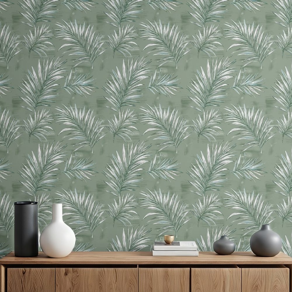 Emilio Green - Papiers peints - Vert - Salon - Feuille - Palette - Intissé