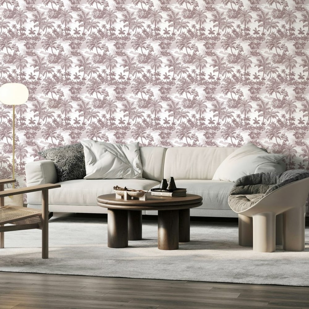 Enzo Pink - Papiers peints - Rose - Salon - Arbre - Palette - Intissé