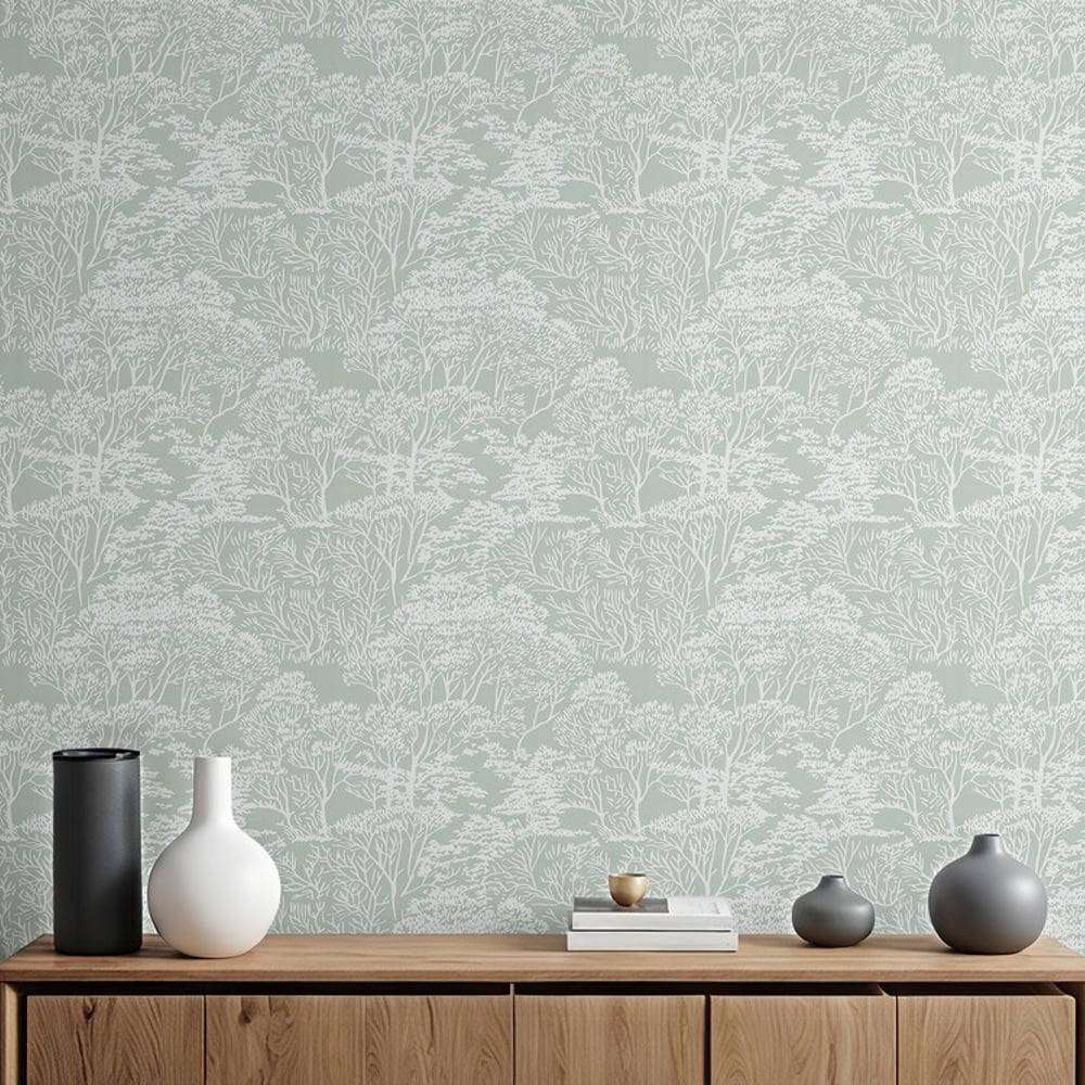 Loui Green - Papiers peints - Vert - Salon - Arbre - Palette - Intissé