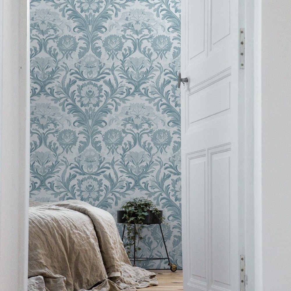 Lundby Blue - Papiers peints - Bleu - Chambre - Floral - Palette - Intissé