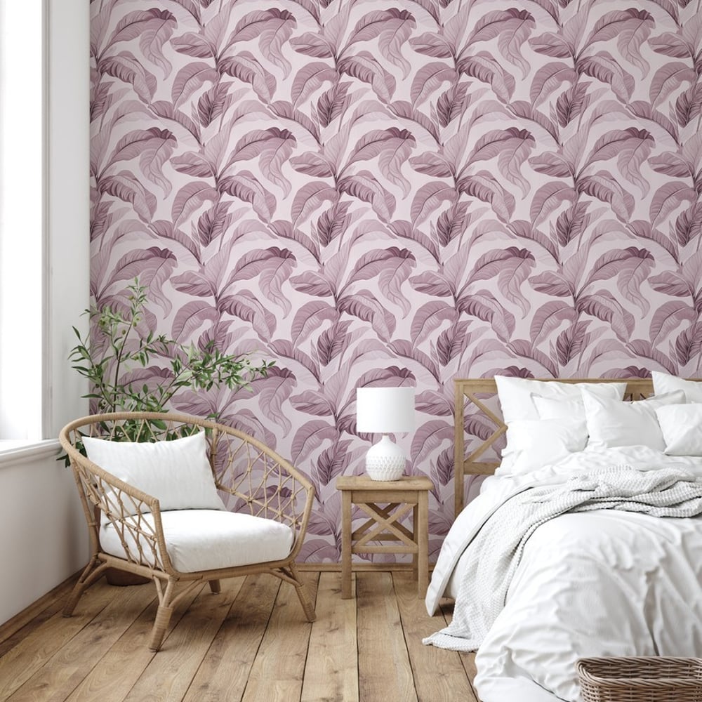 Pablo Pink - Papiers peints - Rose - Chambre - Feuille - Palette - Intissé