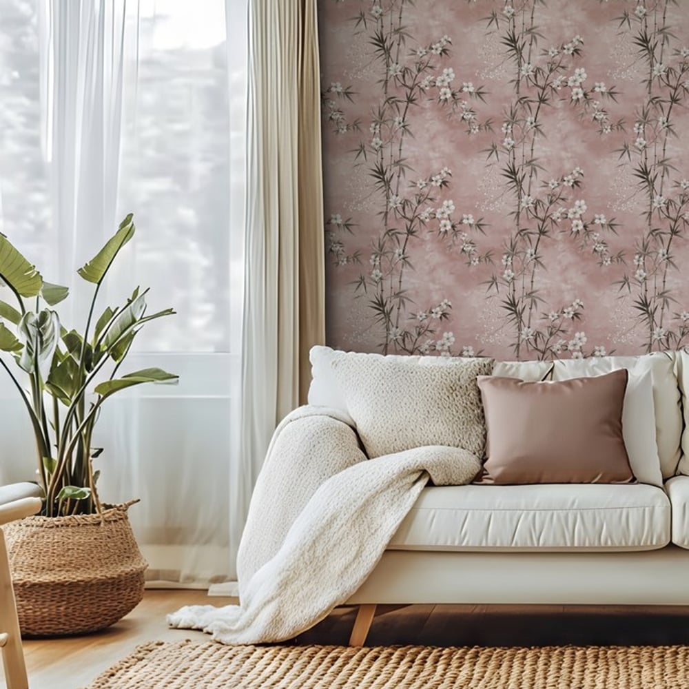 Simone Pink - Papiers peints - Rose - Salon - Floral - Palette - Intissé