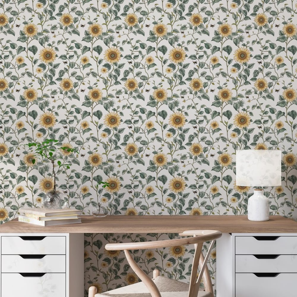 Sissela - Papiers peints - Blanc - Bureau - Floral - Palette - Intissé