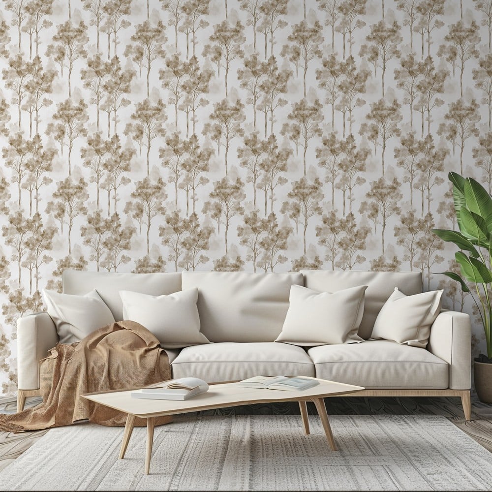 Svenning Beige - Papiers peints - Beige - Salon - Feuille - Palette - Intissé