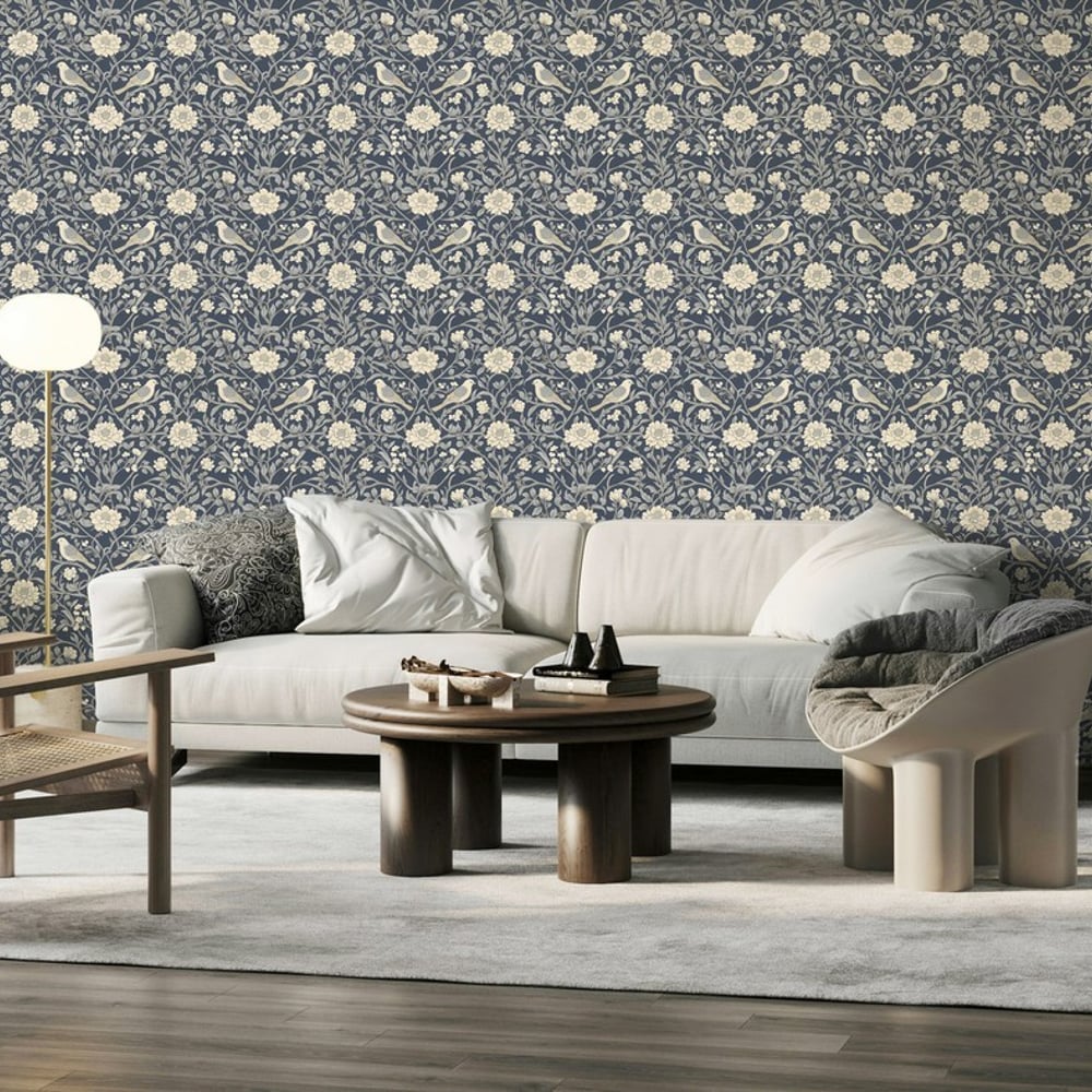 Tillberga Blue - Papiers peints - Bleu - Salon - Oiseaux - Palette - Intissé