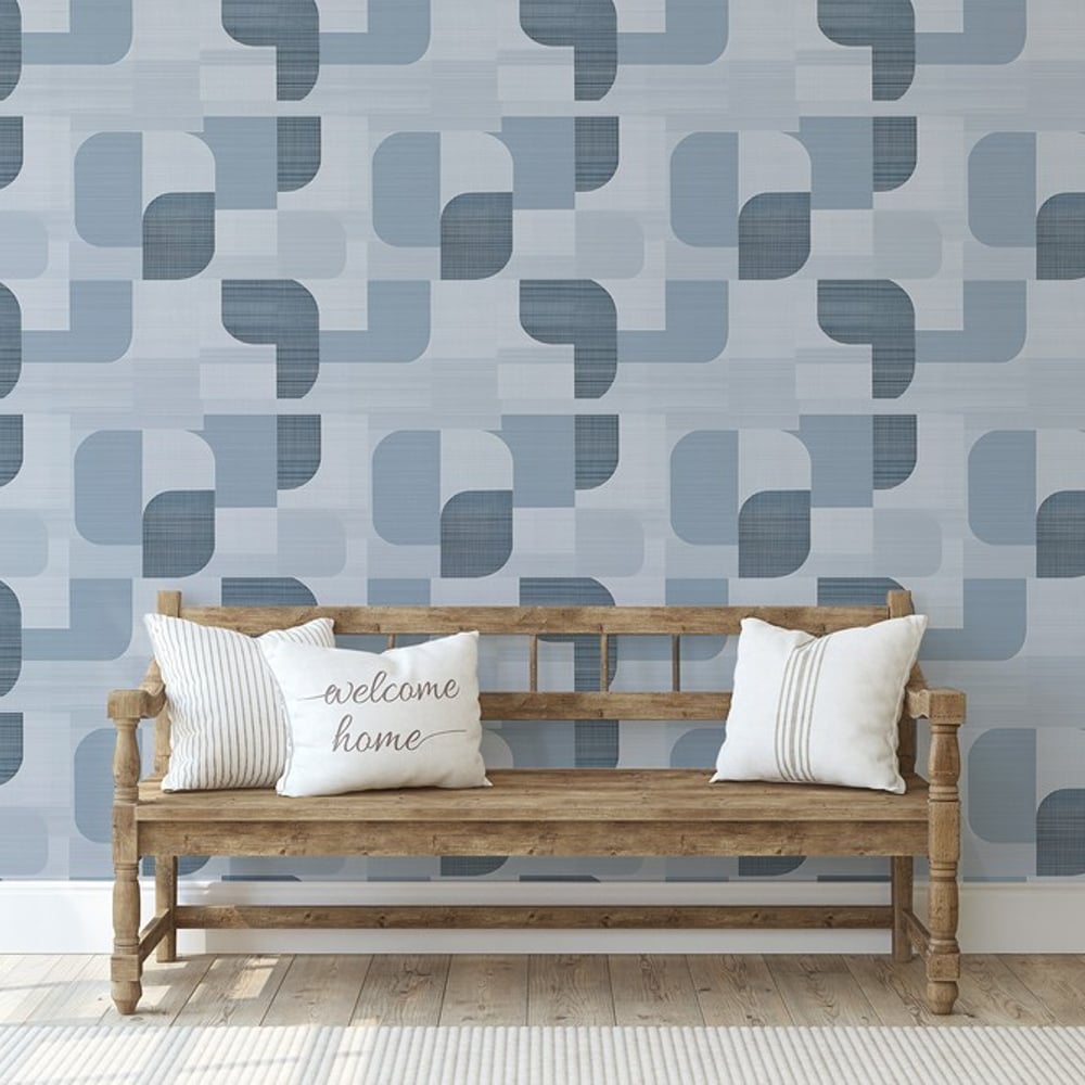 Jakob Blue - Papiers peints - Bleu - Entrée - Graphique - Palette - Intissé