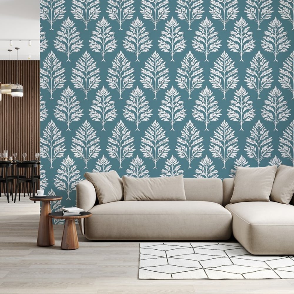 Alex Blue - Tapetit - Sininen - Olohuone - Lehti - Palette - Non-Woven
