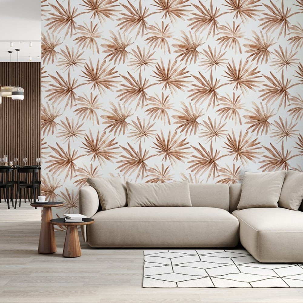 Mateo Brown - Papiers peints - Marron - Salon - Feuille - Palette - Intissé