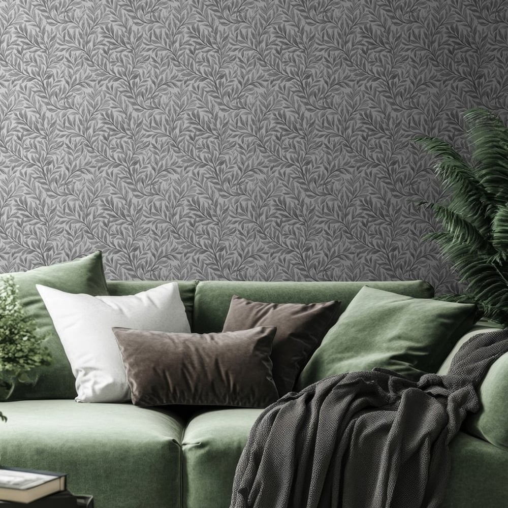 Frances Grey - Papiers peints - Gris - Salon - Feuille - Palette - Intissé