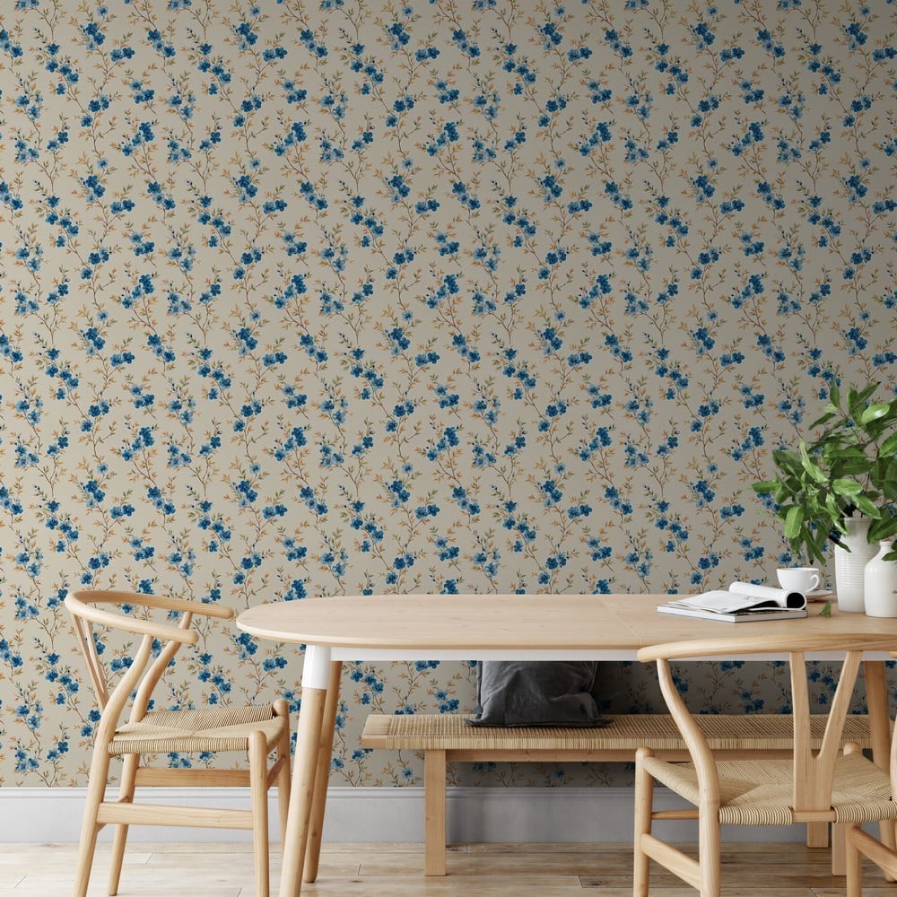 Veronica Beige - Papiers peints - Beige - Cuisine - Floral - Palette - Intissé