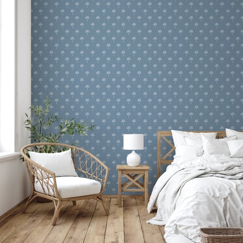 Tommaso Blue - Papiers peints - Bleu - Chambre - Arbre - Palette - Intissé