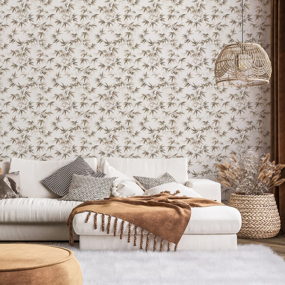 Alejandra Beige - Tapetit - Beige - Olohuone - Lehti - Palette - Non-Woven