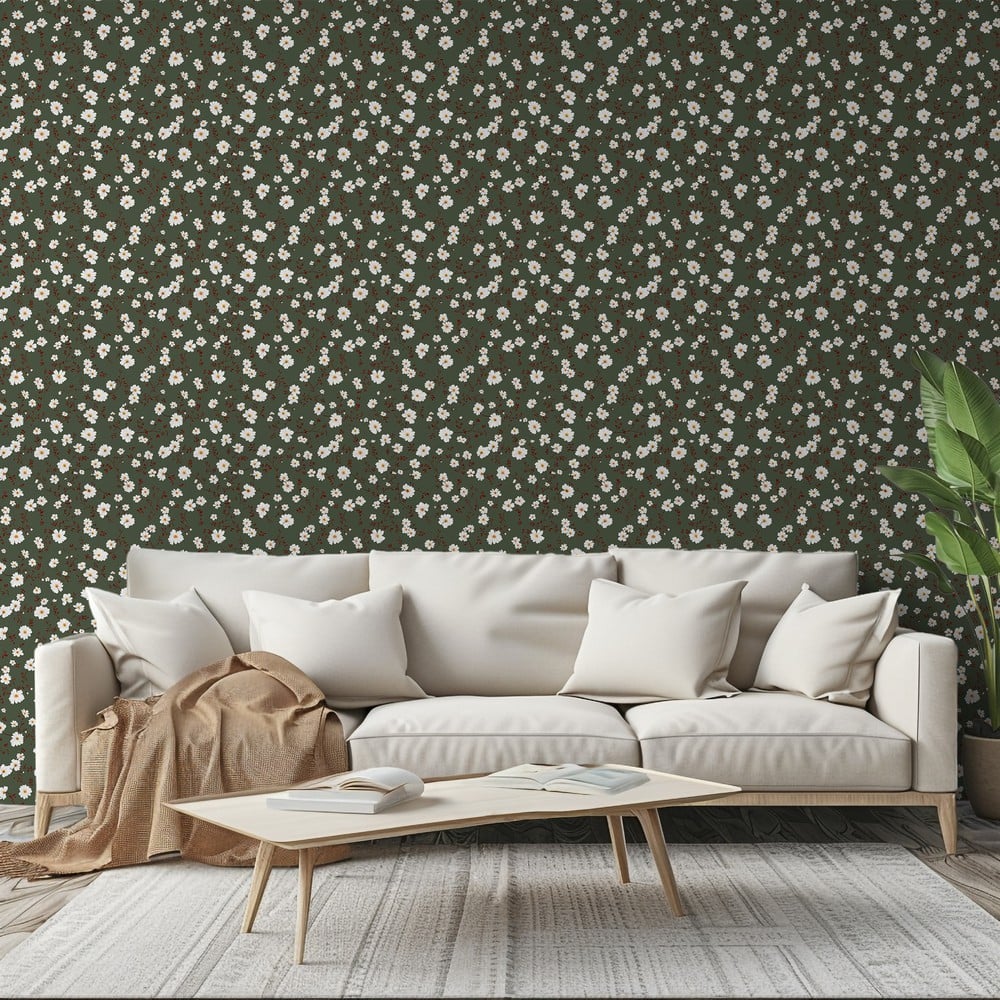 Meryl Green - Papiers peints - Vert - Salon - Floral - Palette - Intissé