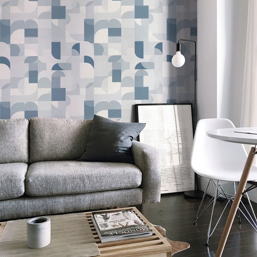 Niklas Blue - Papiers peints - Bleu - Salon - Graphique - Palette - Intissé