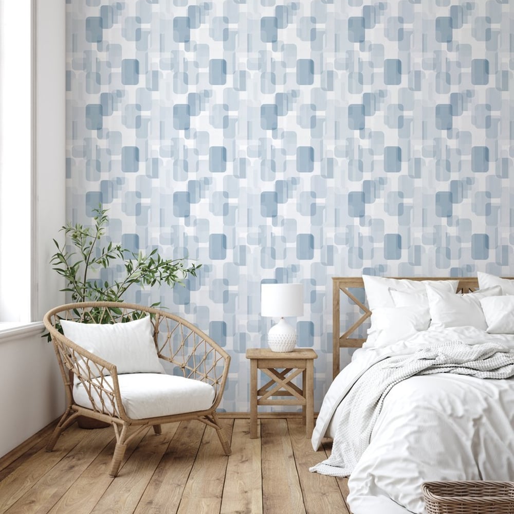 Mikael Blue - Papiers peints - Bleu - Chambre - Graphique - Palette - Intissé