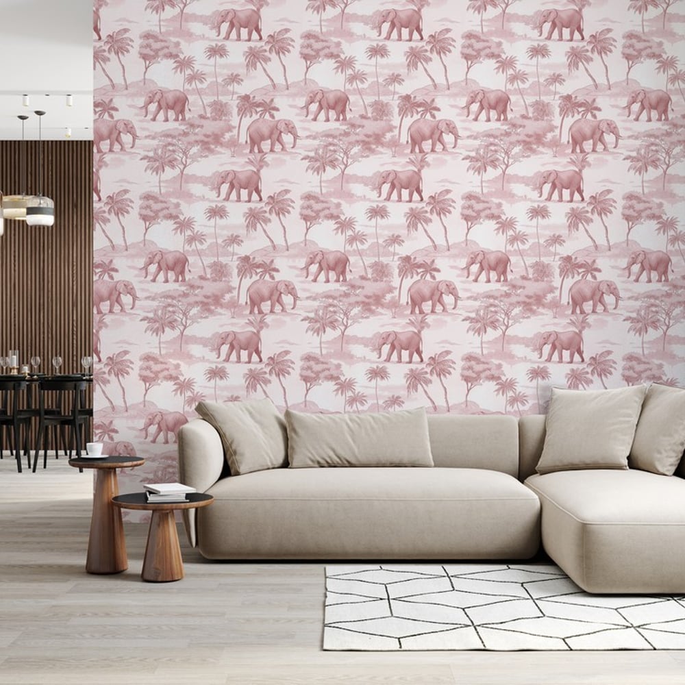 Jungle Walk Pink - Papiers peints - Rose - Salon - Animal - Palette - Intissé