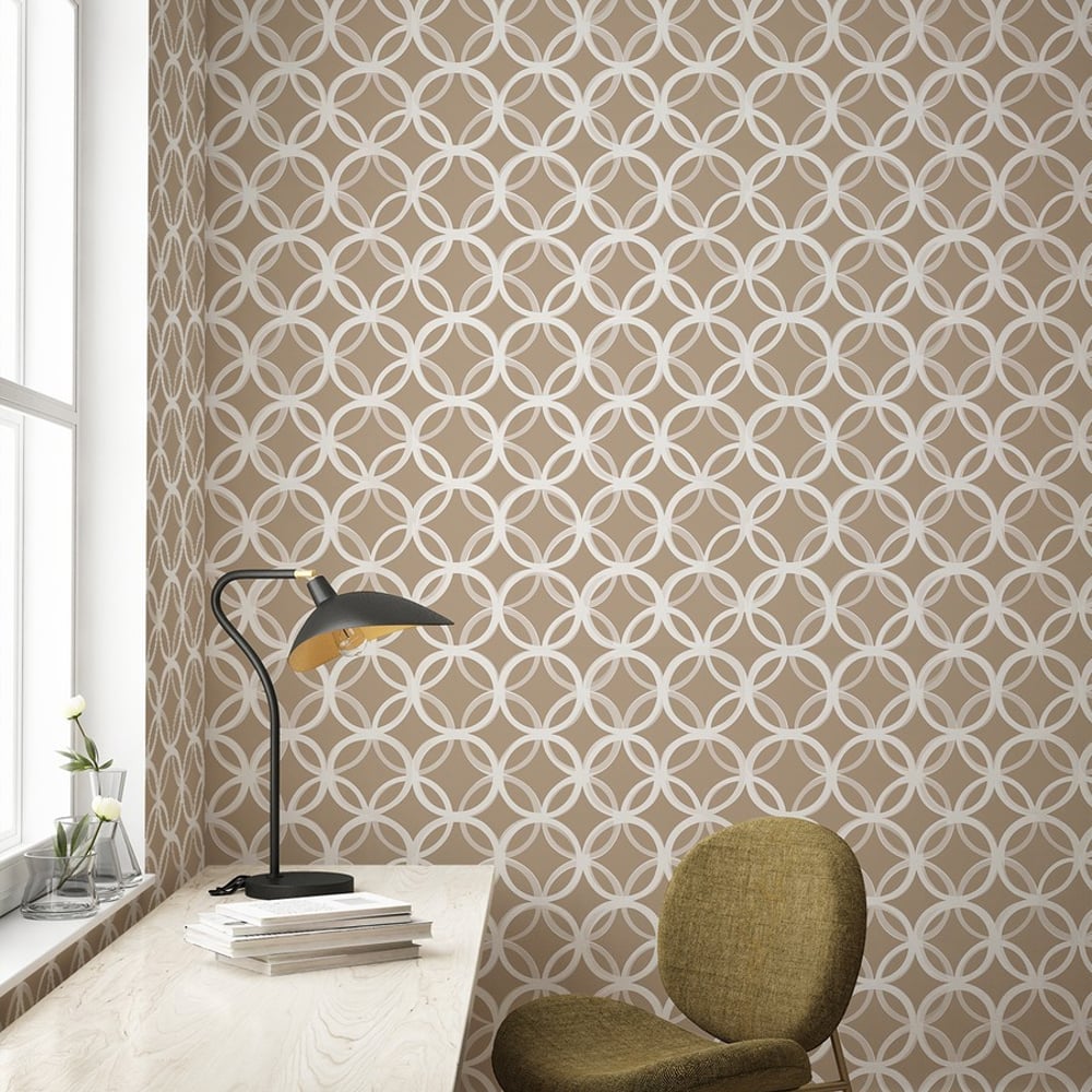 Levi Beige - Papiers peints - Beige - Bureau - Graphique - Palette - Intissé