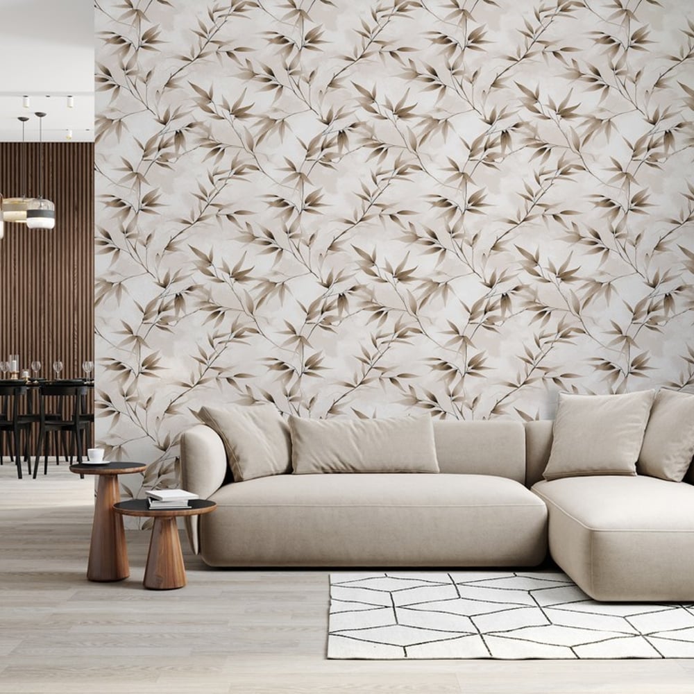 Salamanca Beige - Papiers peints - Beige - Salon - Feuille - Palette - Intissé