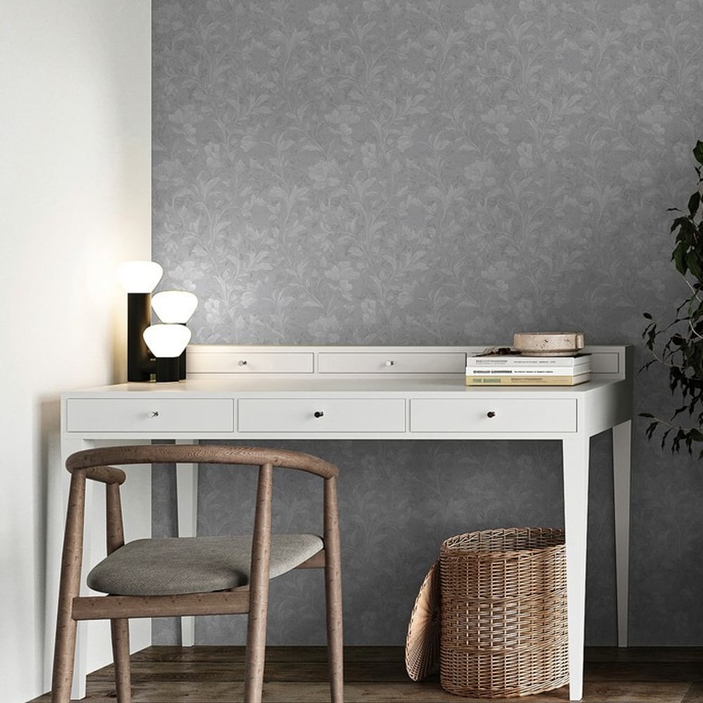 Julius Grey - Papiers peints - Gris - Bureau - Floral - Palette - Intissé