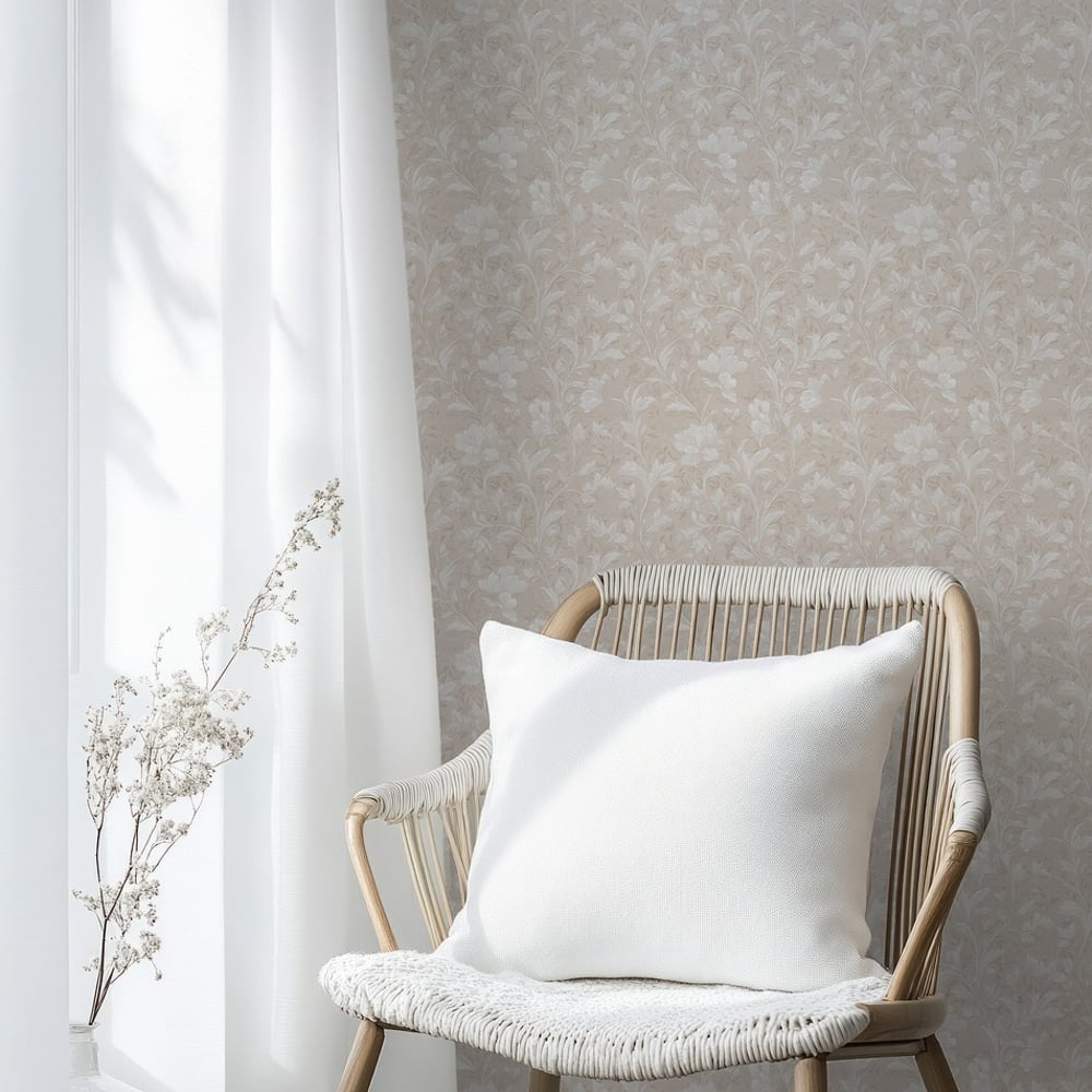 Julius Beige - Papiers peints - Beige - Salon - Floral - Palette - Intissé