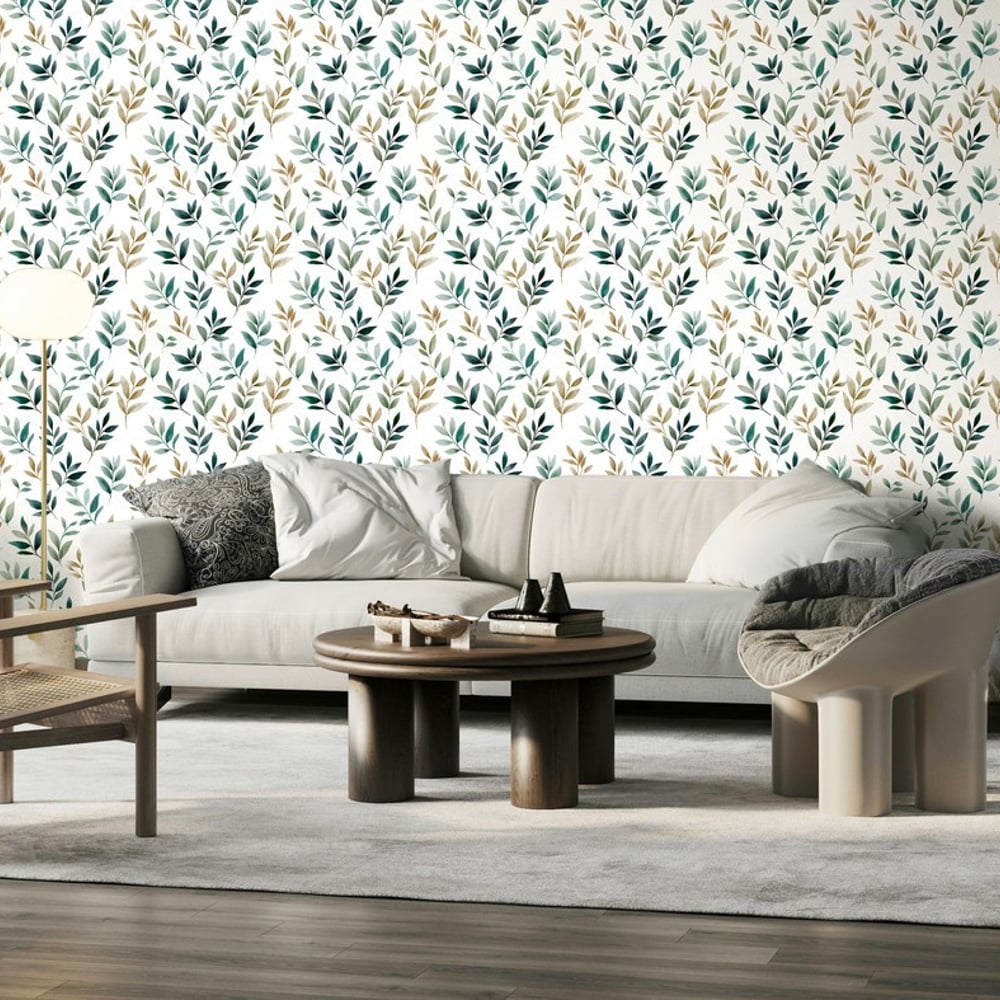 Dylan Green - Papiers peints - Vert - Salon - Feuille - Palette - Intissé