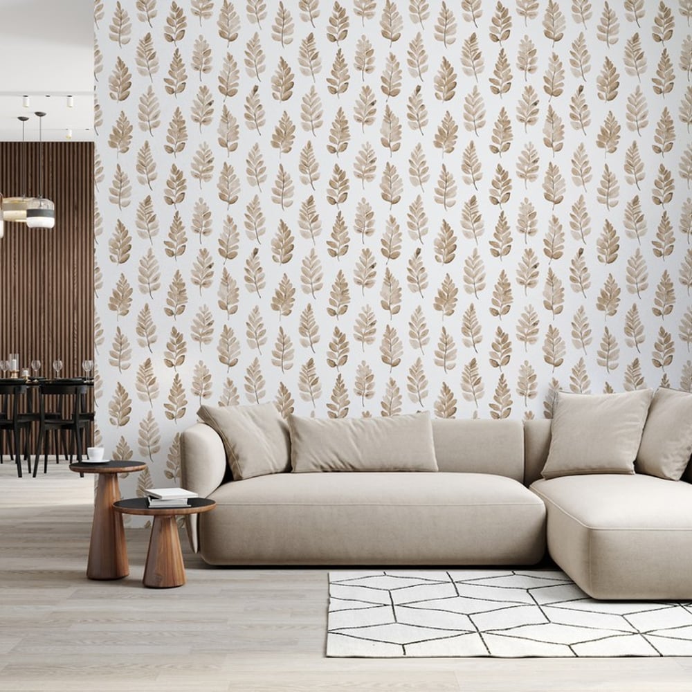Jack Beige - Papiers peints - Beige - Salon - Feuille - Palette - Intissé