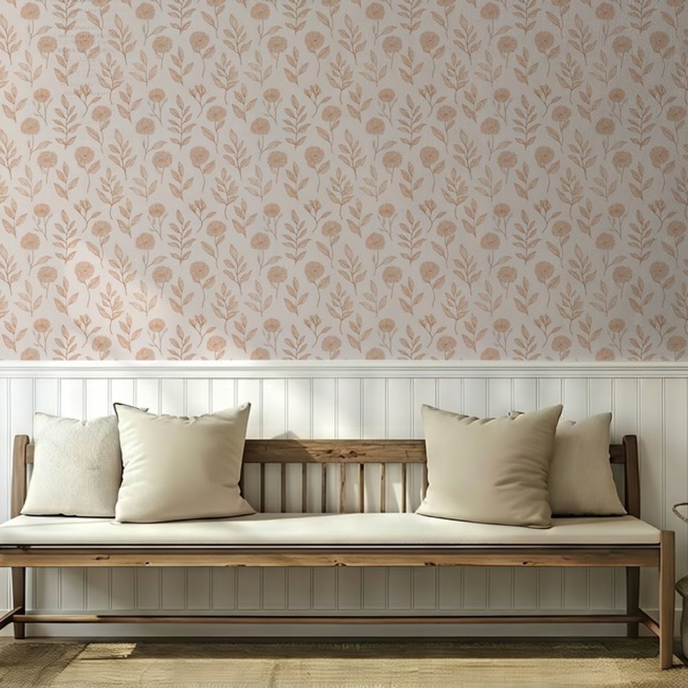 Leia Orange - Papiers peints - Orange - Entrée - Floral - Palette - Intissé