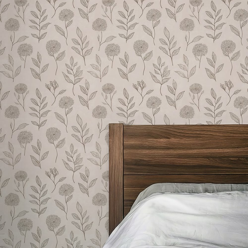Leia Beige - Papiers peints - Beige - Chambre - Floral - Palette - Intissé