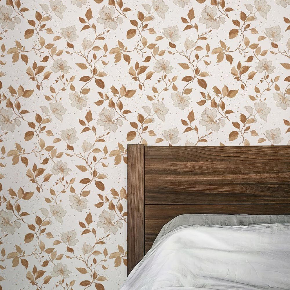 Julie Beige - Papiers peints - Beige - Chambre - Floral - Palette - Intissé