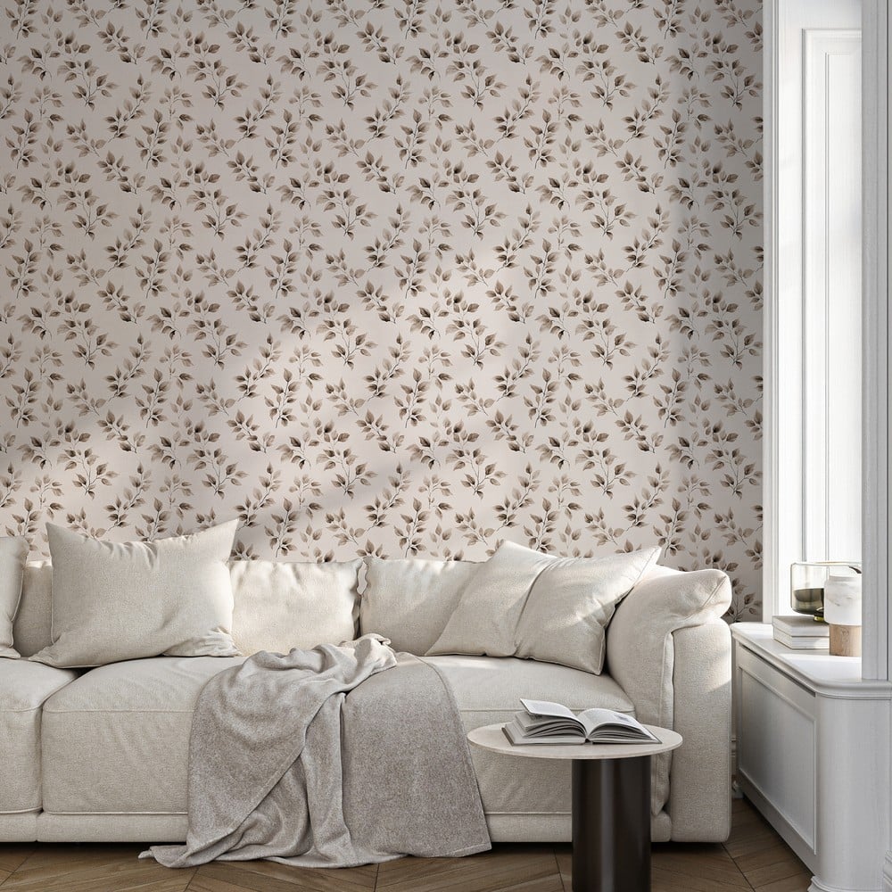 Pelle Beige - Papiers peints - Beige - Salon - Feuille - Palette - Intissé