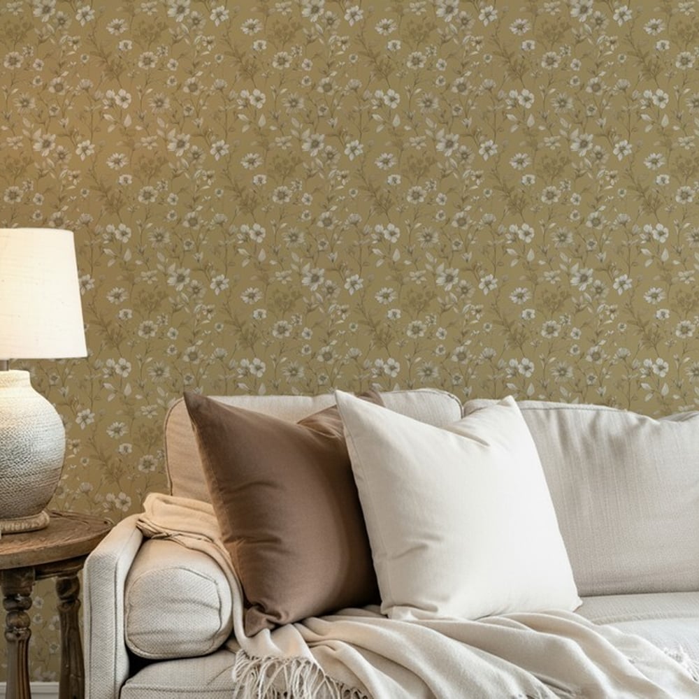Pauline Beige - Papiers peints - Beige - Salon - Floral - Palette - Intissé