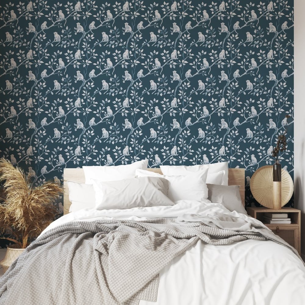 Malik Blue - Papiers peints - Bleu - Chambre - Animal - Palette - Intissé