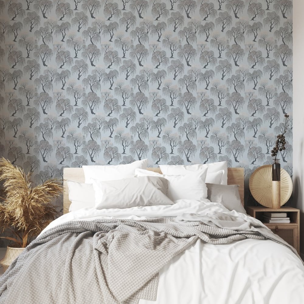 Peter Blue - Papiers peints - Bleu - Chambre - Arbre - Palette - Intissé