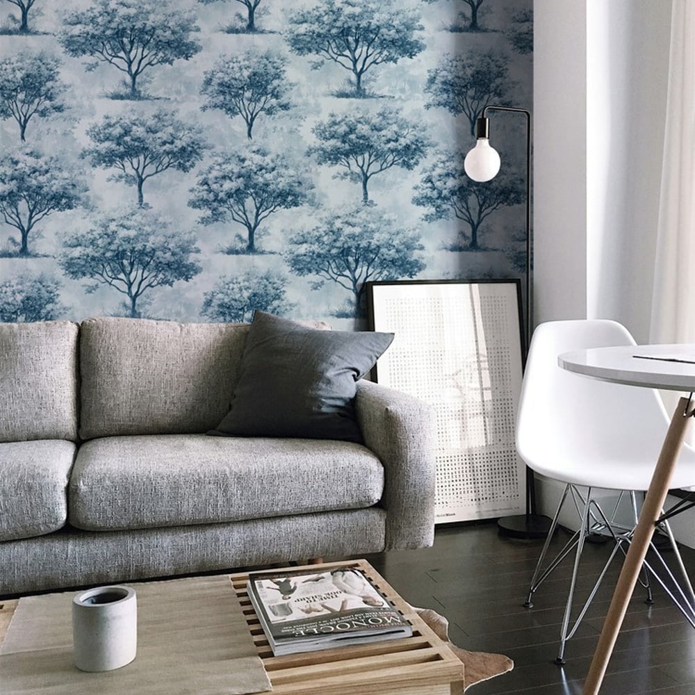 Gabriel Blue - Papiers peints - Bleu - Salon - Arbre - Palette - Intissé