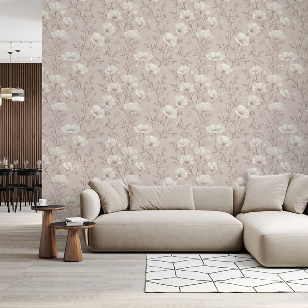 Bente Beige - Tapetit - Beige - Olohuone - Kukkakuvioinen - Palette - Non-Woven