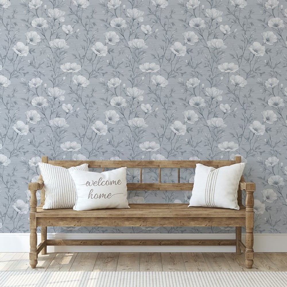 Bente Blue - Tapetit - Sininen - Keittiö - Kukkakuvioinen - Palette - Non-Woven