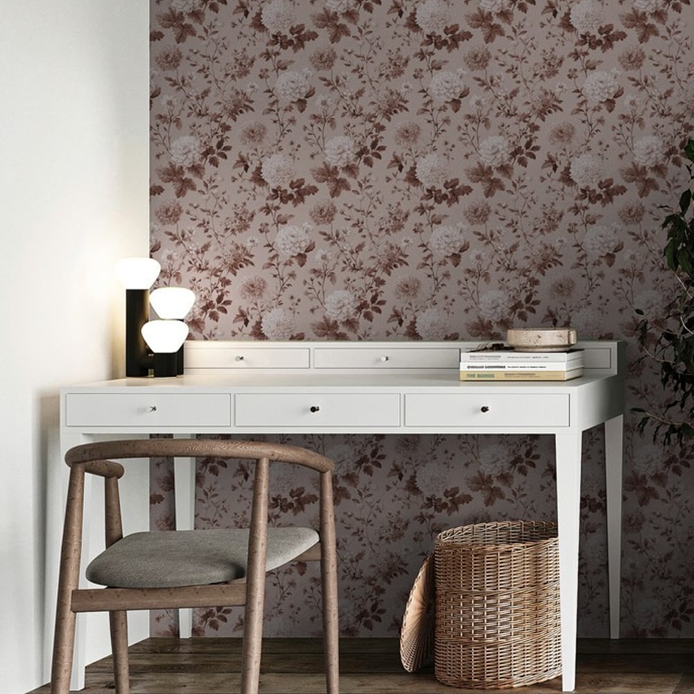 Hertha Beige - Papiers peints - Beige - Bureau - Floral - Palette - Intissé