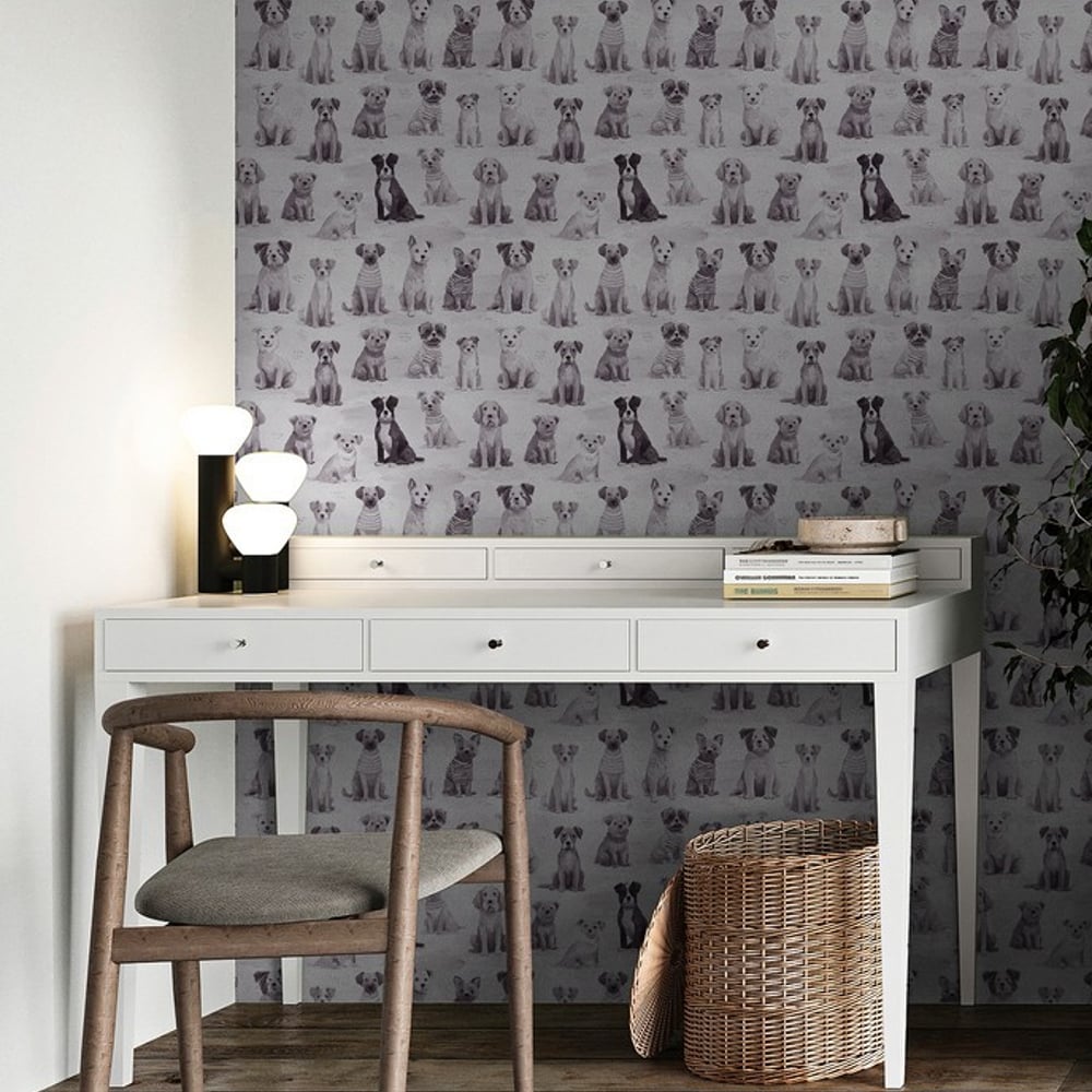 Buster Grey - Tapetit - Harmaa - Työhuone - Eläin - Palette - Non-Woven