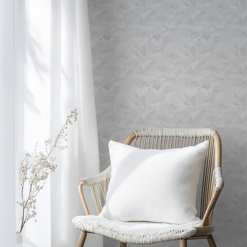 Simon White - Papiers peints - Blanc - Salon - Feuille - Palette - Intissé