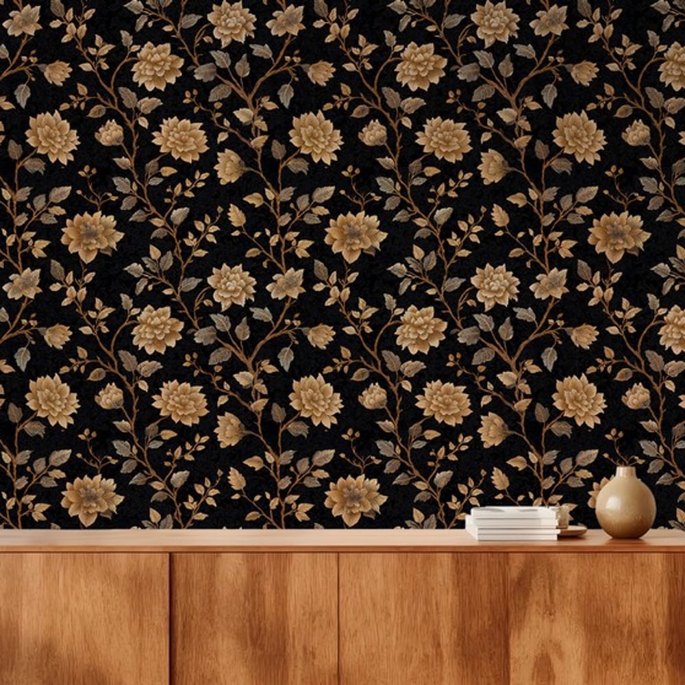 Dolores Brown - Papiers peints - Marron - Entrée - Floral - Wallpassion - Intissé