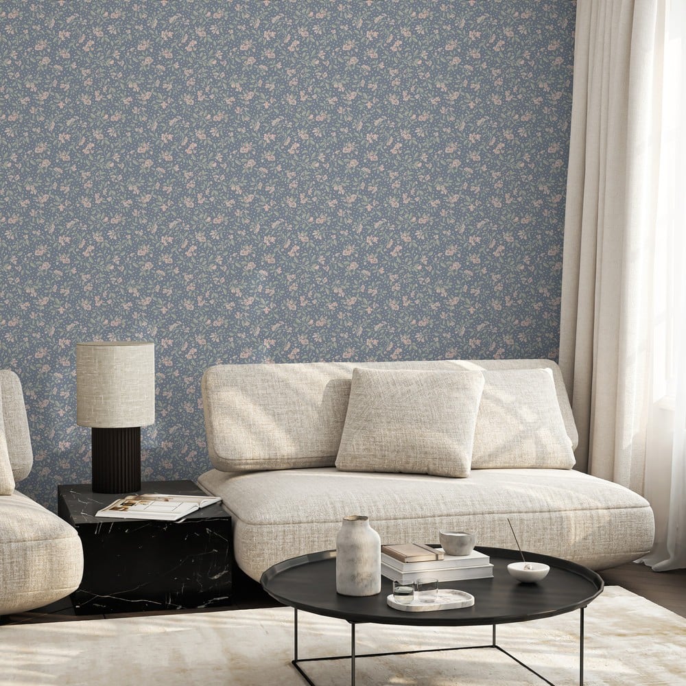 Branches in Bloom Blue - Papiers peints - Bleu - Salon - Floral - Wallpassion - Intissé