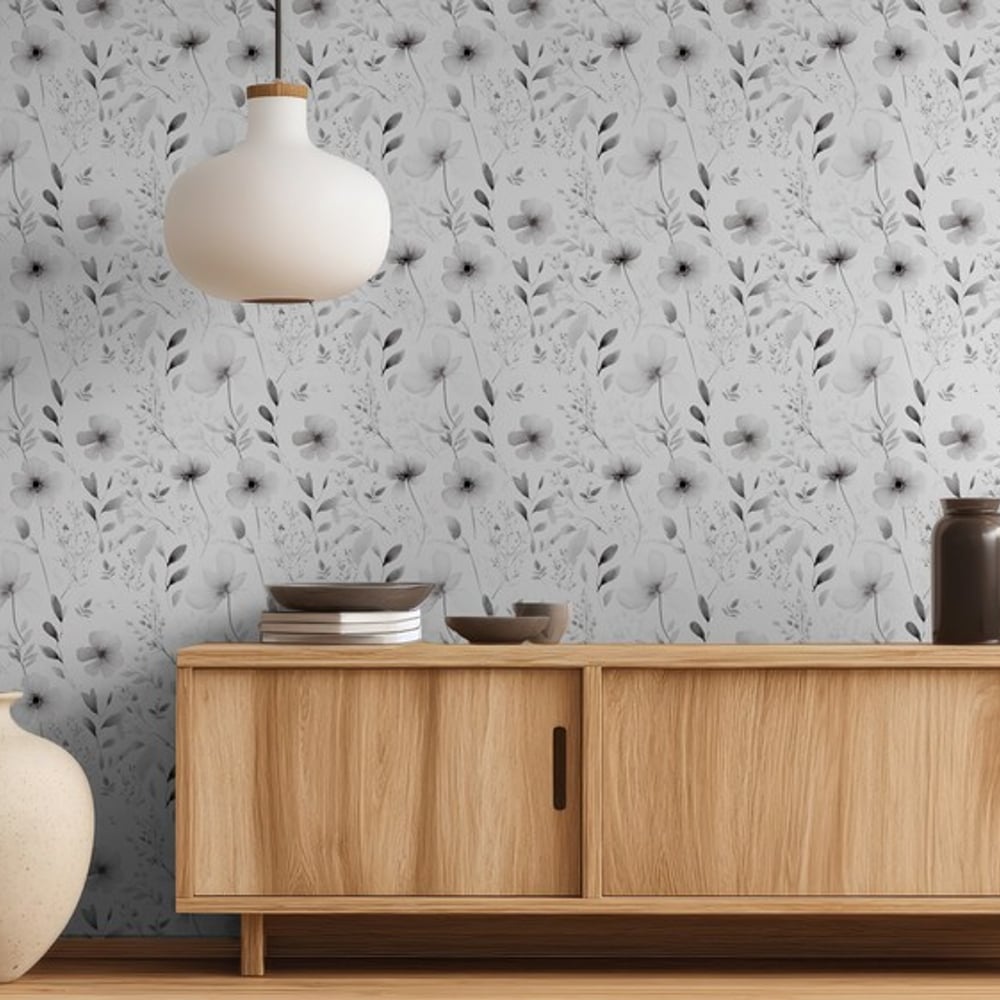 Eden Grey - Papiers peints - Gris - Salon - Floral - Wallpassion - Intissé