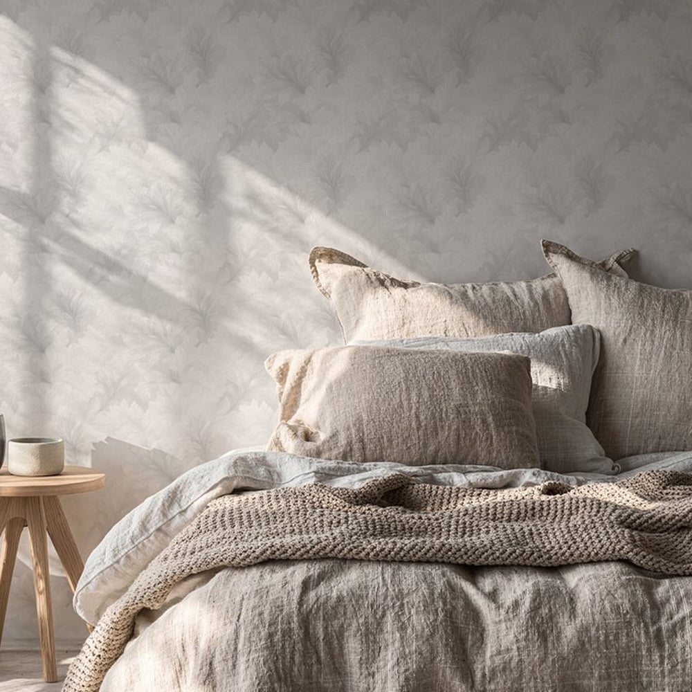 Egon White - Papiers peints - Blanc - Chambre - Feuille - Wallpassion - Intissé