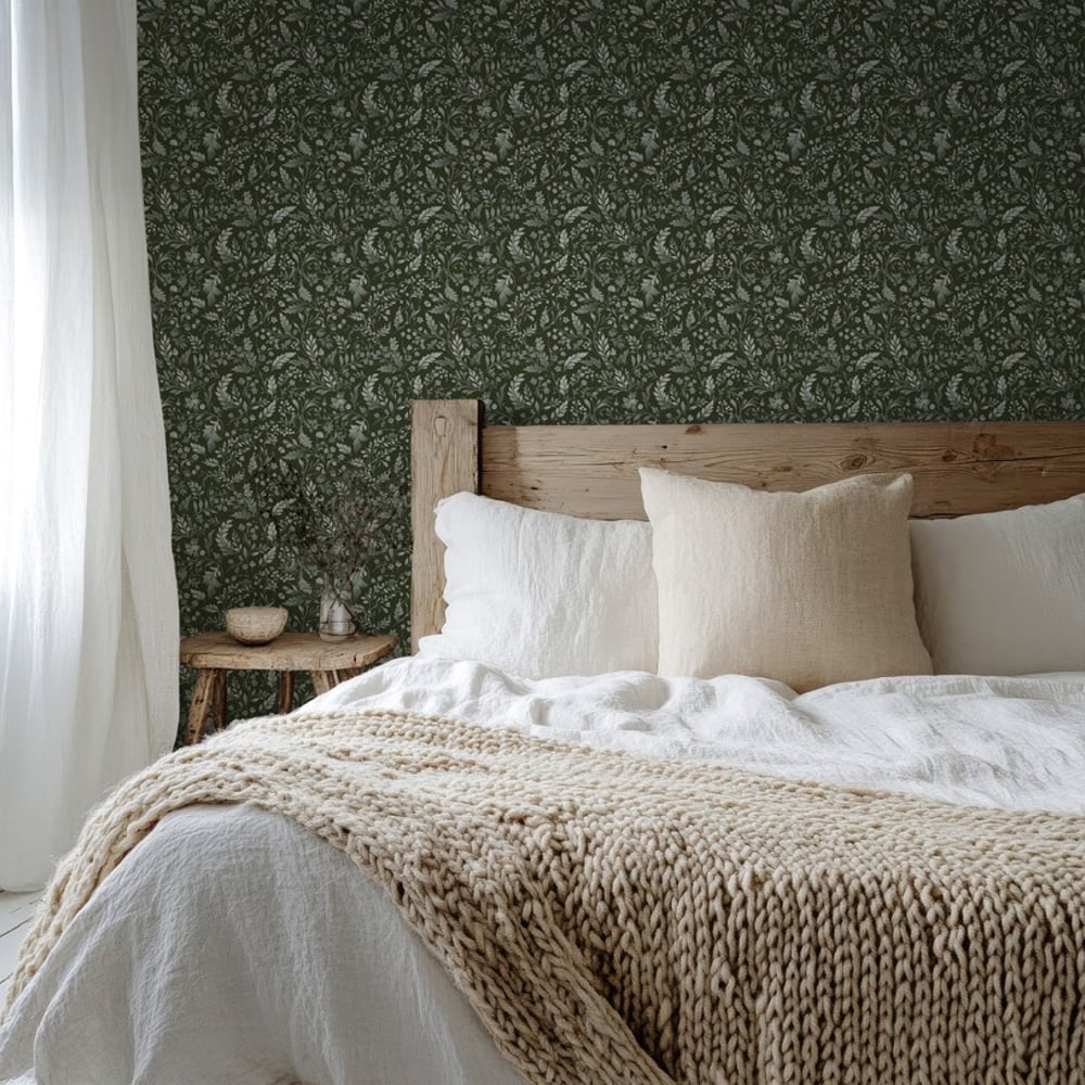 Ella Green - Papiers peints - Vert - Chambre - Floral - Wallpassion - Intissé