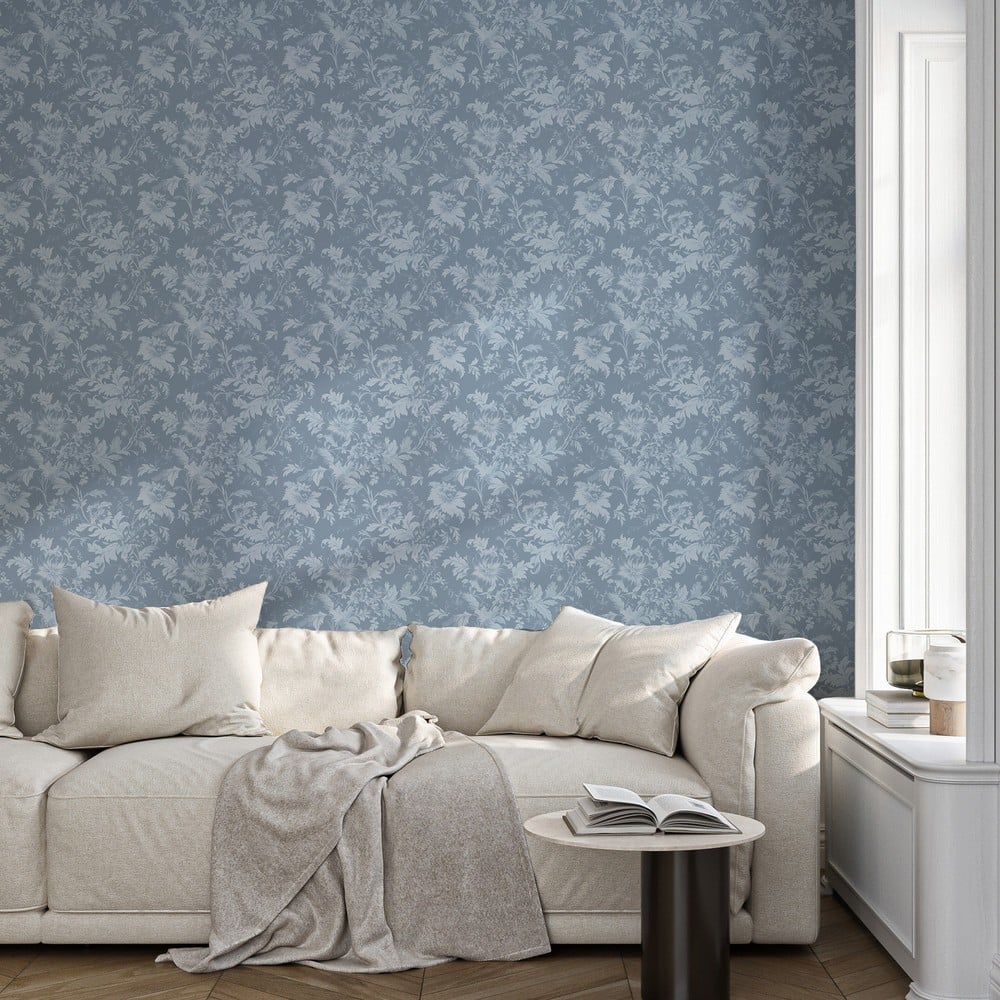 Alba Blue - Tapetit - Sininen - Olohuone - Kukkakuvioinen - Wallpassion - Non-Woven