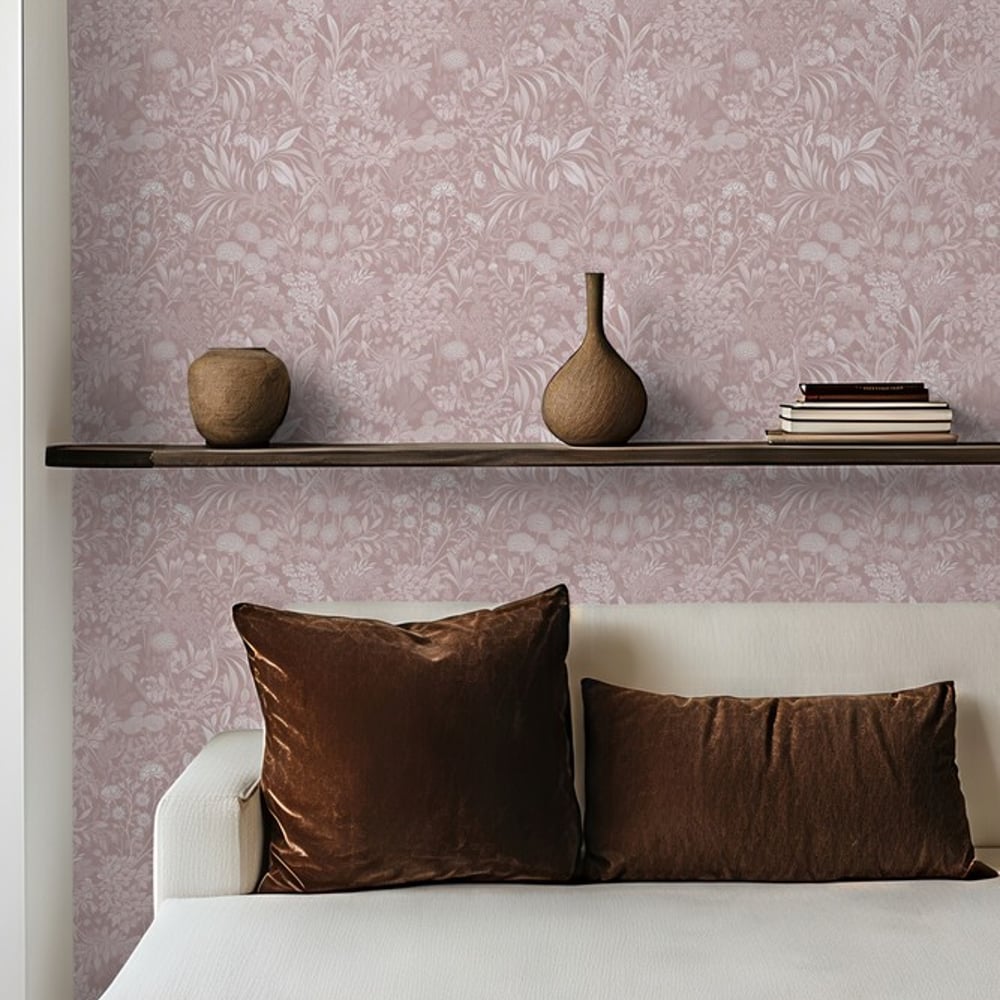 Celia Pink - Papiers peints - Rose - Salon - Floral - Wallpassion - Intissé