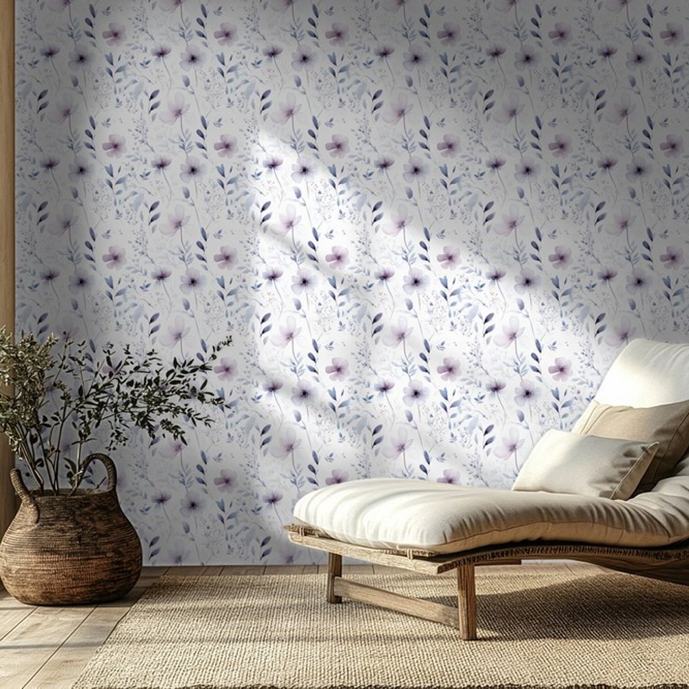 Eden Blue - Papiers peints - Bleu - Salon - Floral - Wallpassion - Intissé