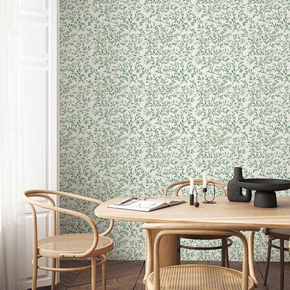Alice Green - Tapet - Grøn - Spisestue - Blad - Wallpassion - Non-Woven