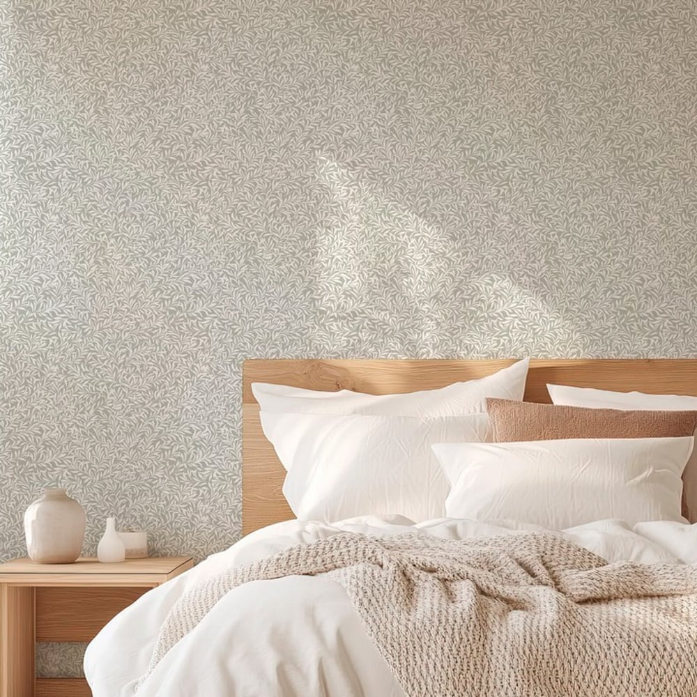 Anna Soft Mint - Papiers peints - Vert - Chambre - Feuille - Wallpassion - Intissé